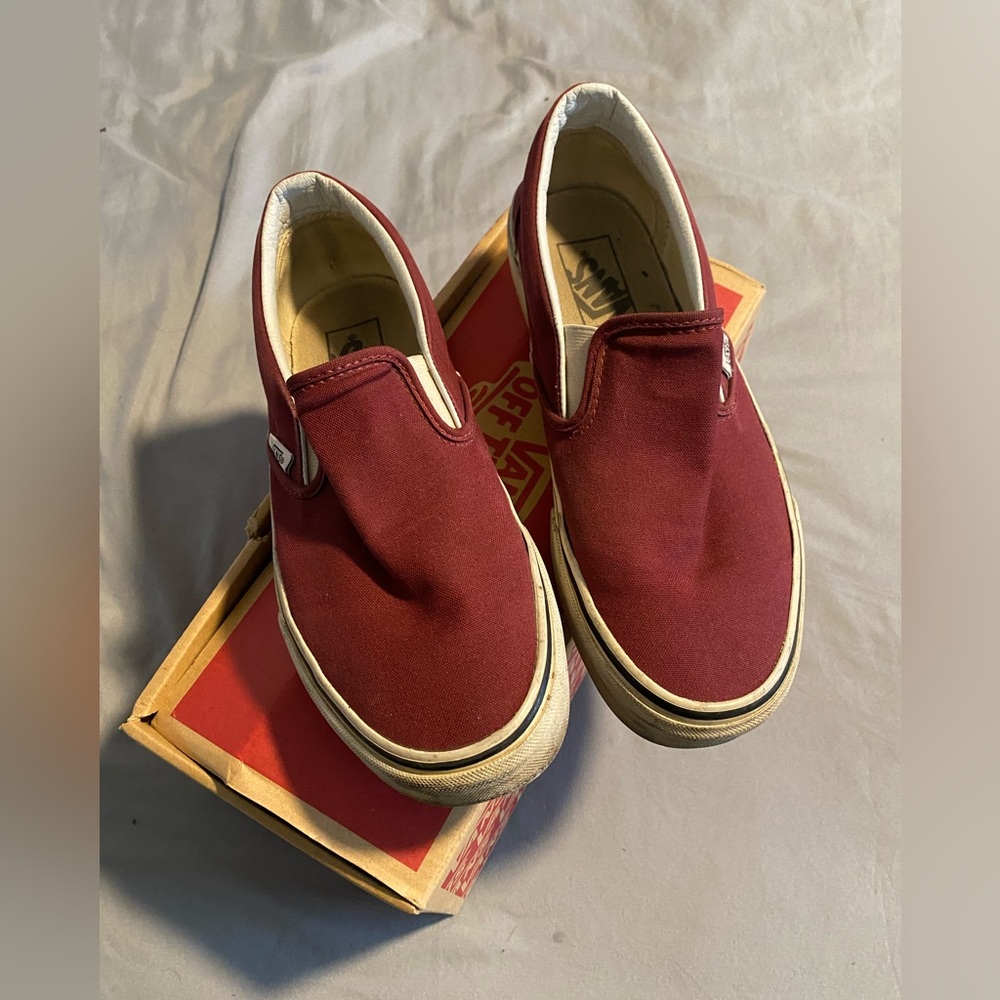 Burgundy Slip On Vans